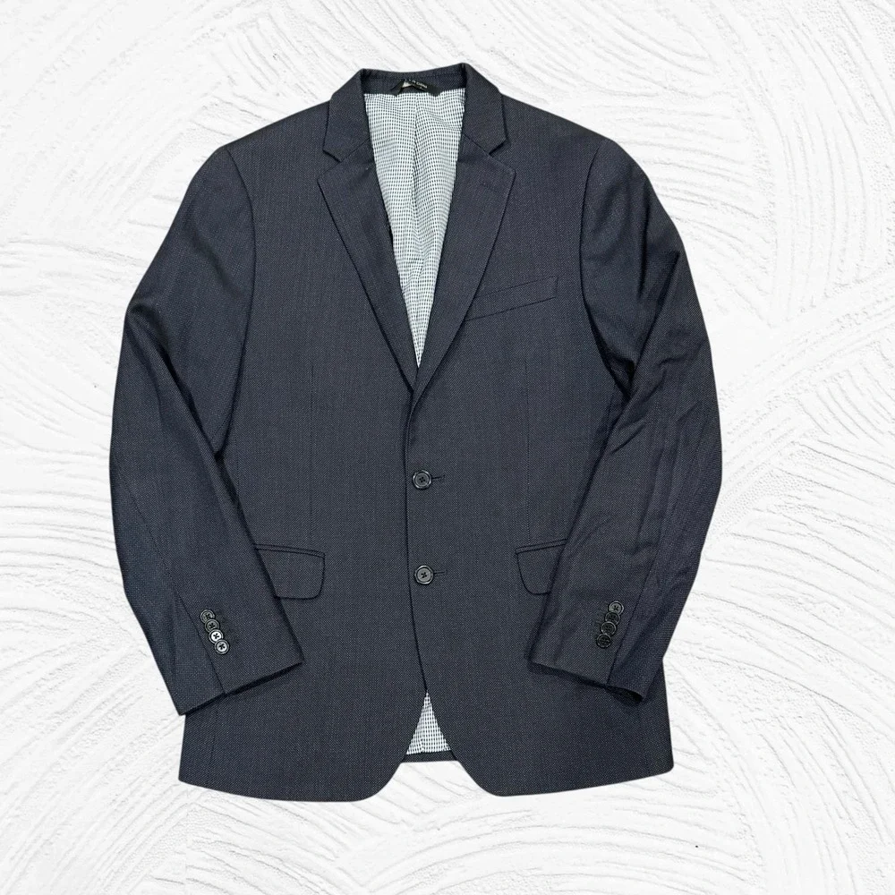 Banana Republic Marzotto Wool 36S Navy Birdseye Slim Modern Blazer Sport Coat